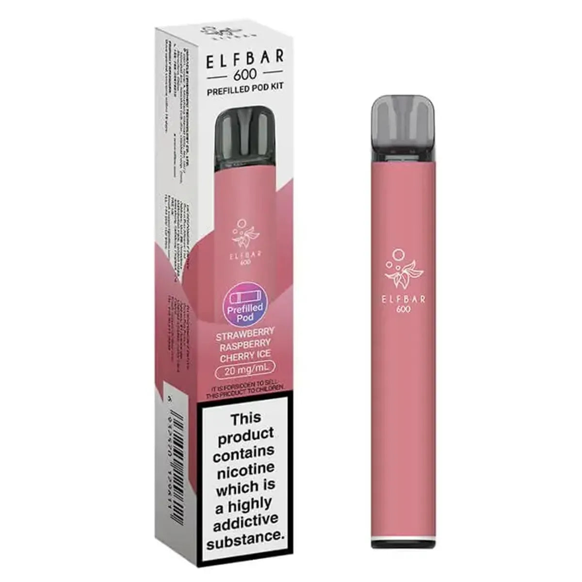 Strawberry Raspberry Cherry Ice Elf Bar 600 Prefilled Pod Kit