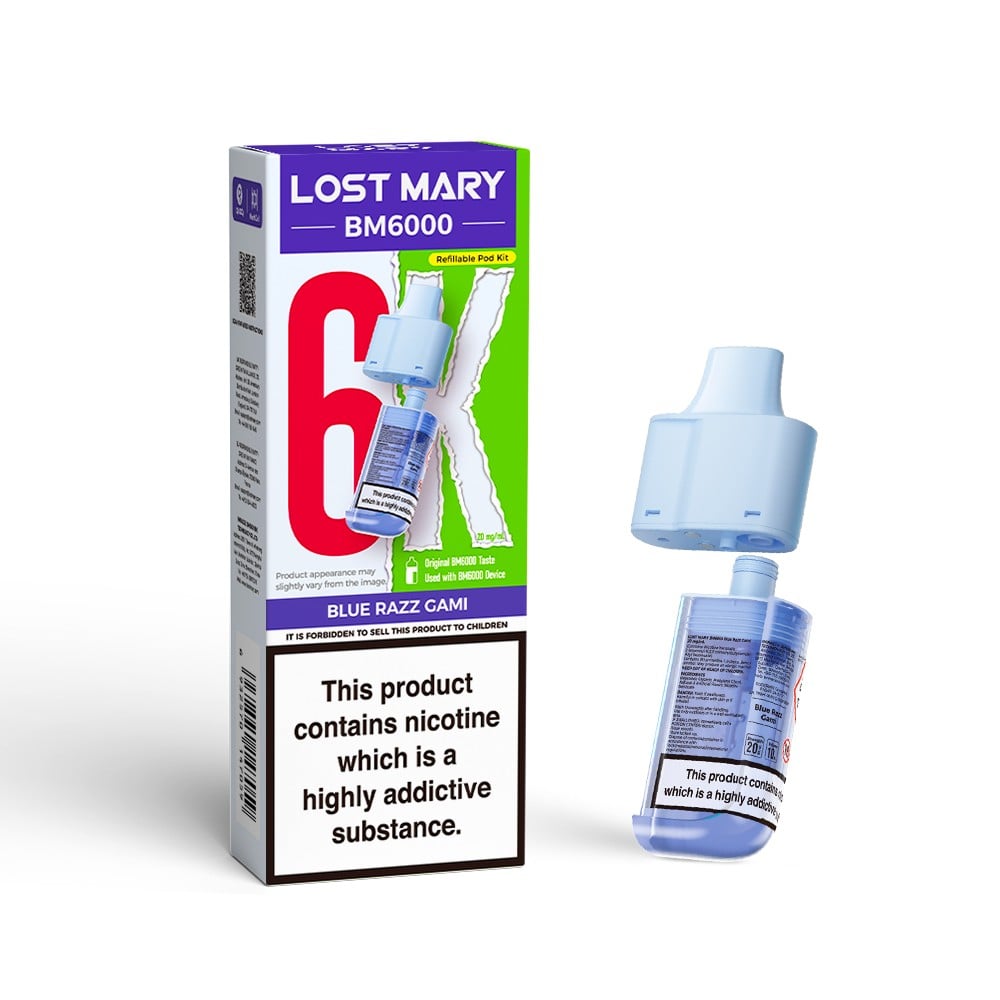 Blue Razz Gami Lost Mary BM6000 Prefilled Pods