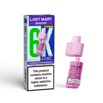 Blueberry Sour Raspberry Lost Mary BM6000 Prefilled Pods