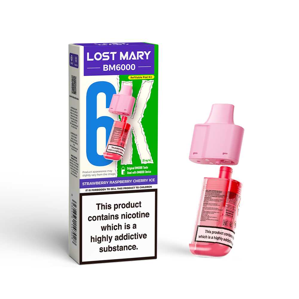 Strawberry Raspberry Cherry Ice Lost Mary BM6000 Prefilled Pods