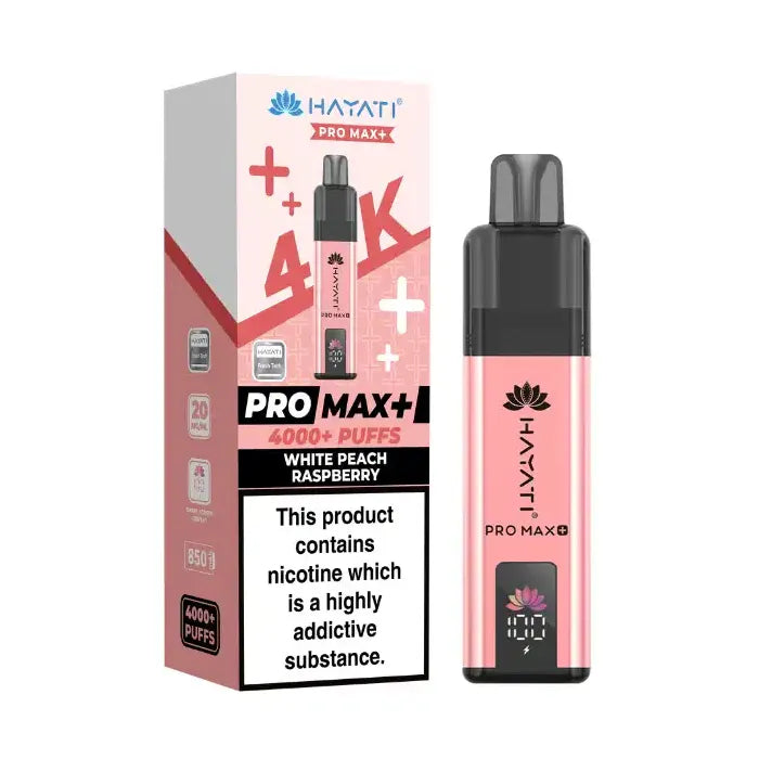 White Peach Raspberry Hayati Pro Max Plus 4K Prefilled Pod Kit