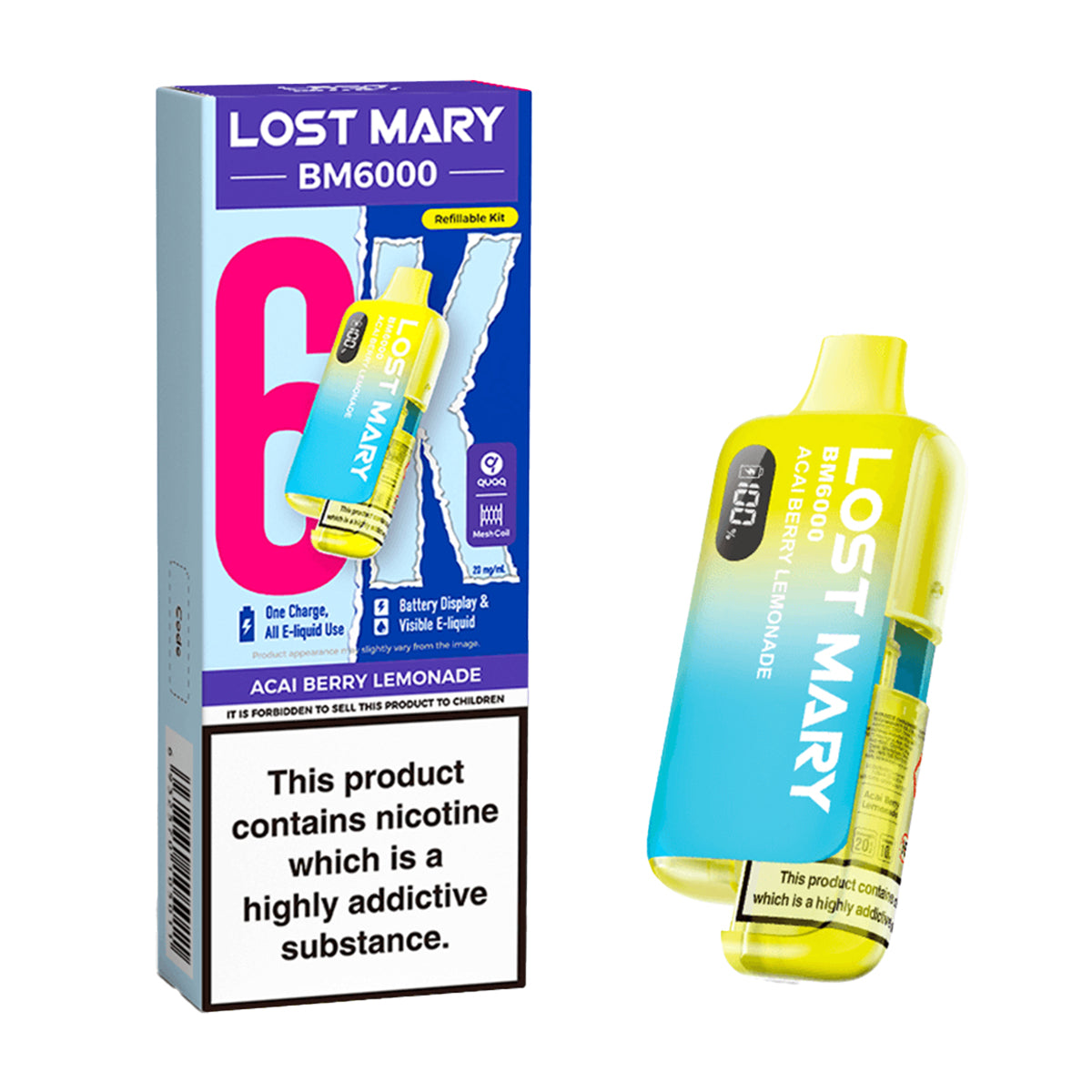 Acai Berry Lemonade Lost Mary BM6000 Prefilled Pod Kit
