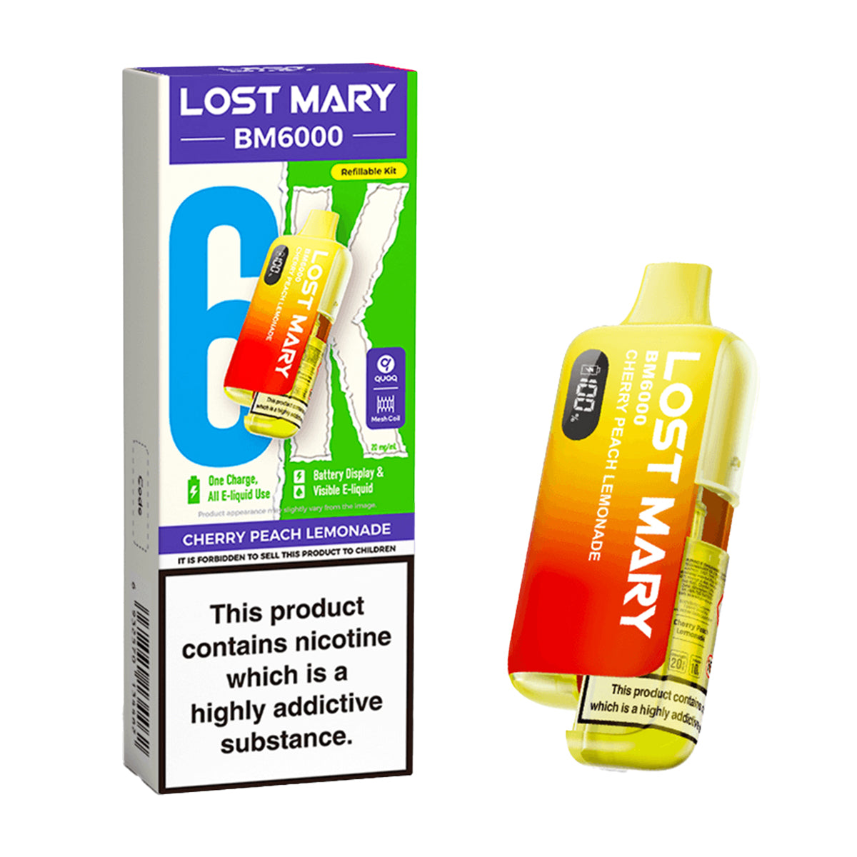 Cherry Peach Lemonade Lost Mary BM6000 Prefilled Pod Kit