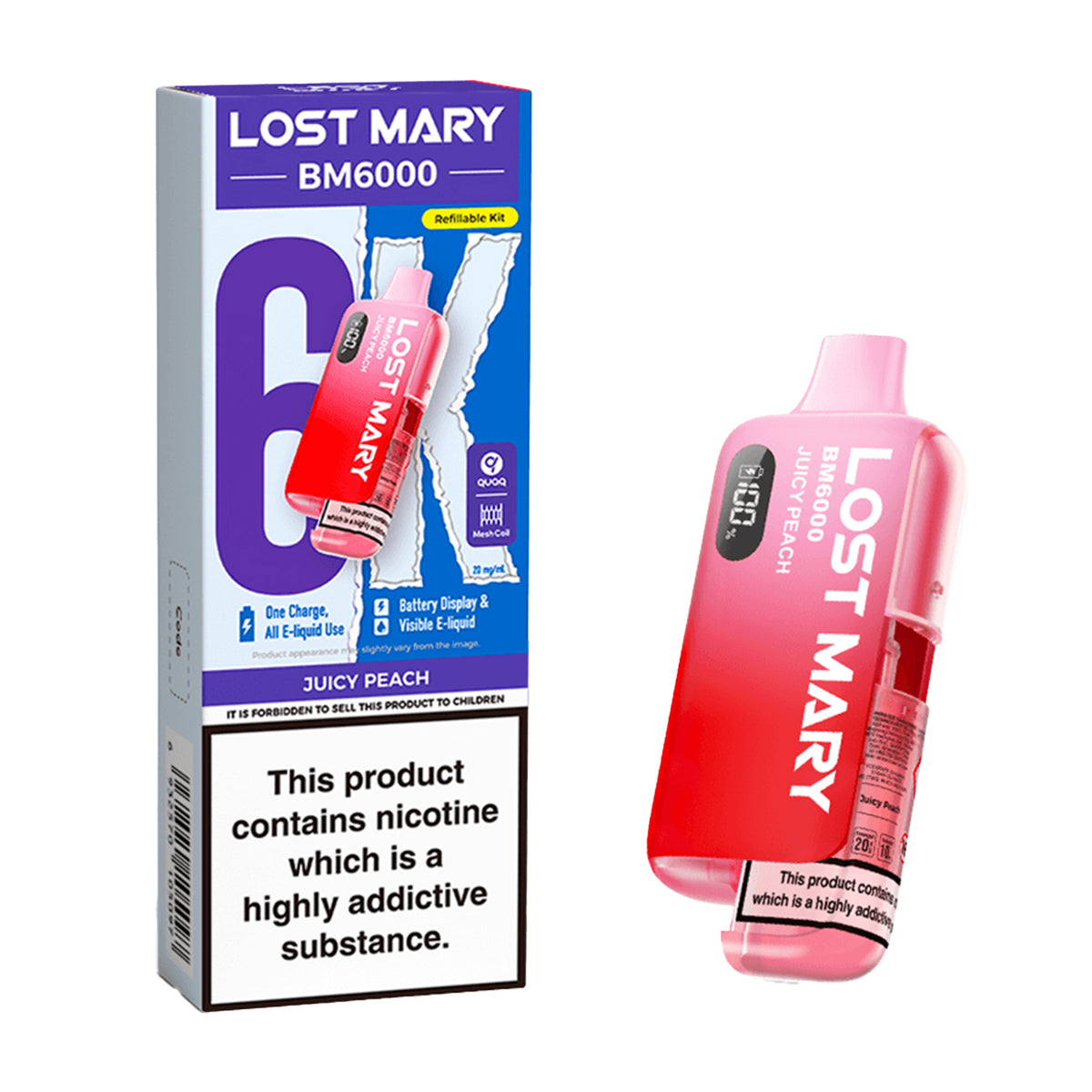Juicy Peach Lost Mary BM6000 Prefilled Pod Kit