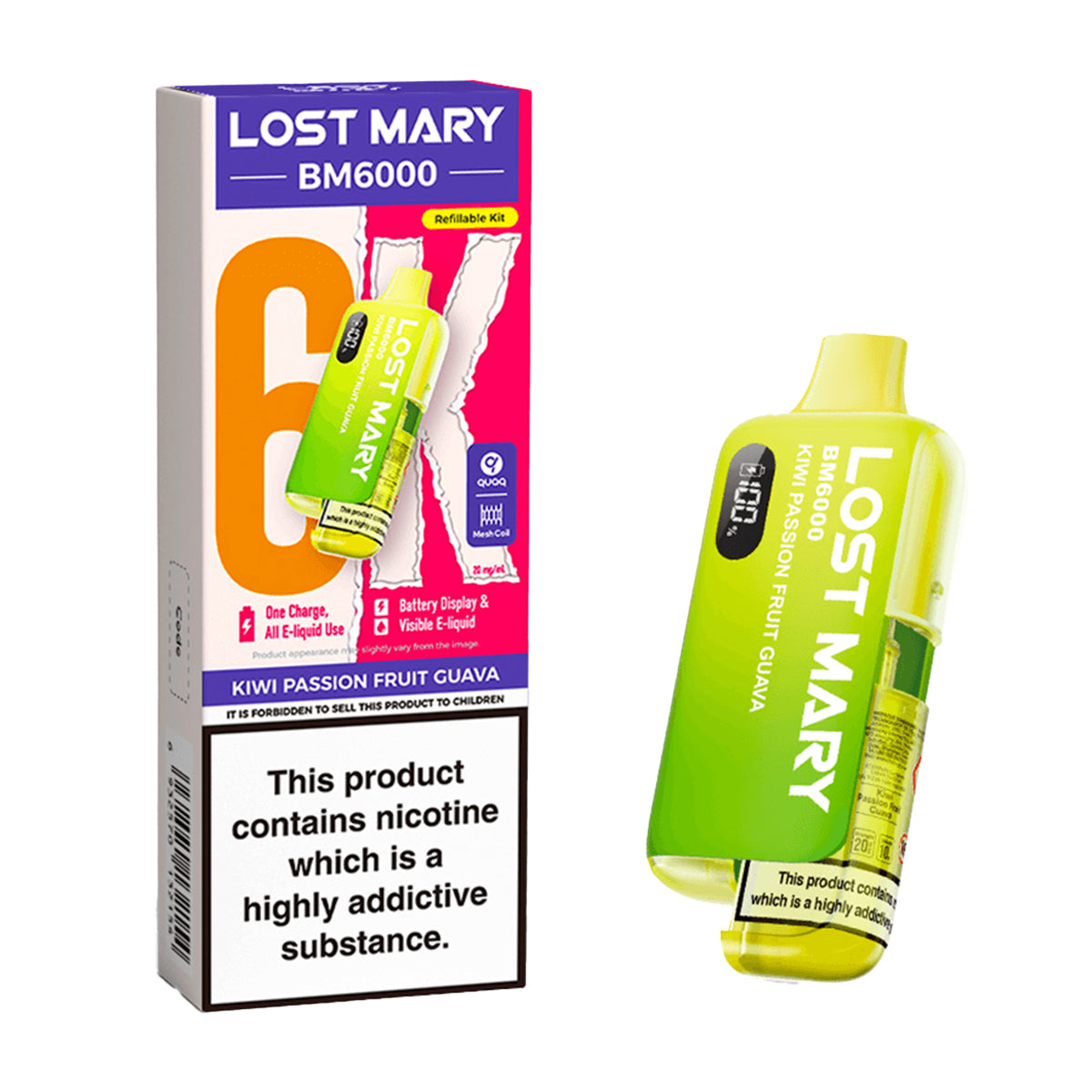 Kiwi Passion Fruit Guava Lost Mary BM6000 Prefilled Pod Kit