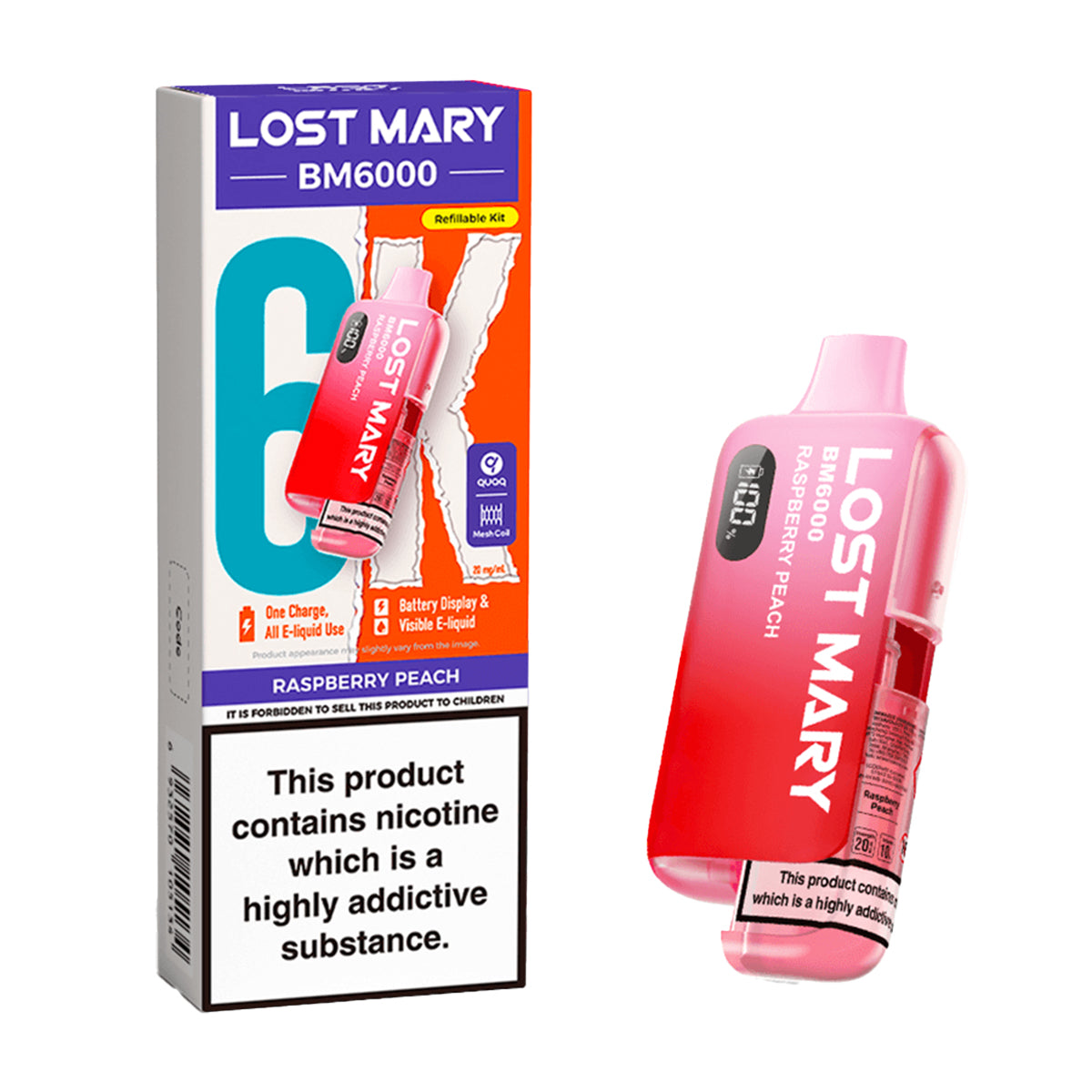 Raspberry Peach Lost Mary BM6000 Prefilled Pod Kit