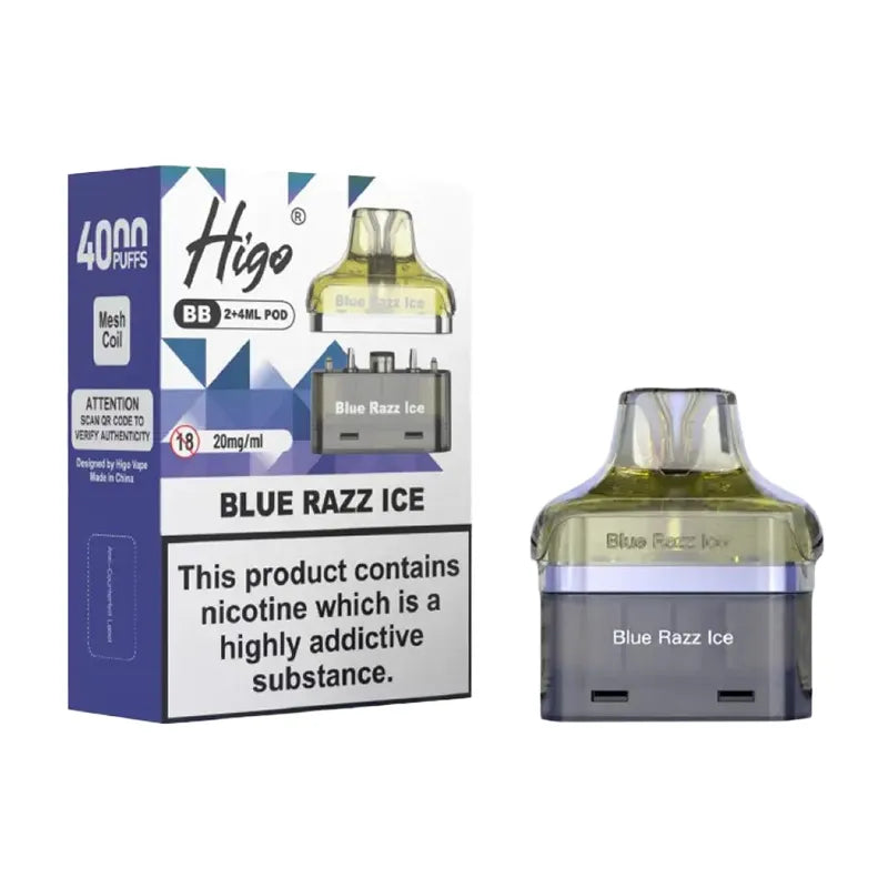 Blue Razz Ice Higo BB 4000 Puffs Prefilled Pods