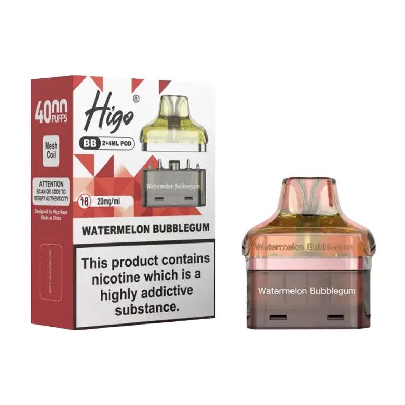 Watermelon Bubblegum Higo BB 4000 Puffs Prefilled Pods