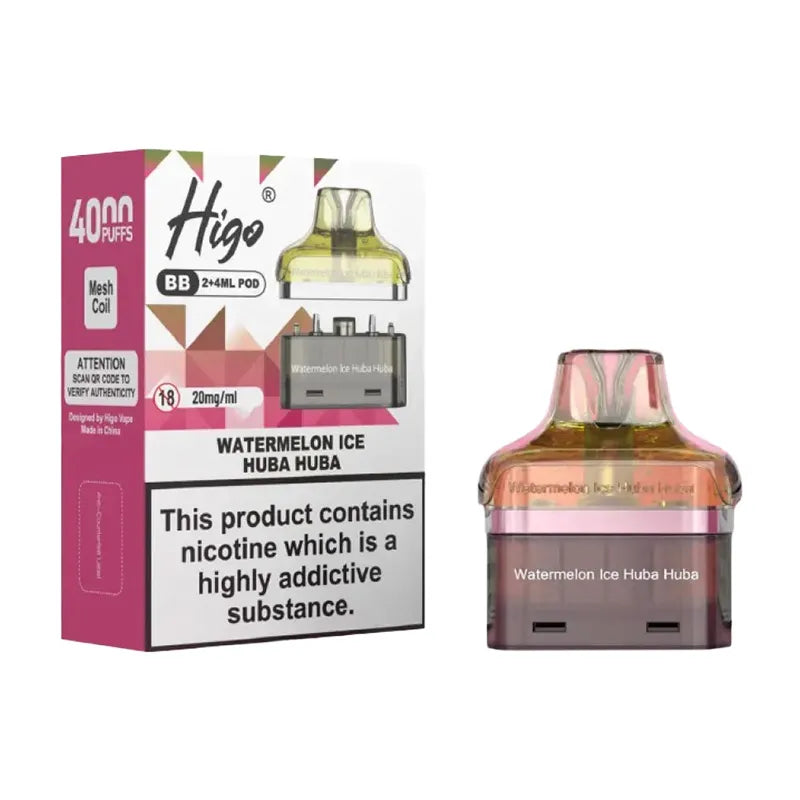 Watermelon Ice Huba Huba Higo BB 4000 Puffs Prefilled Pods