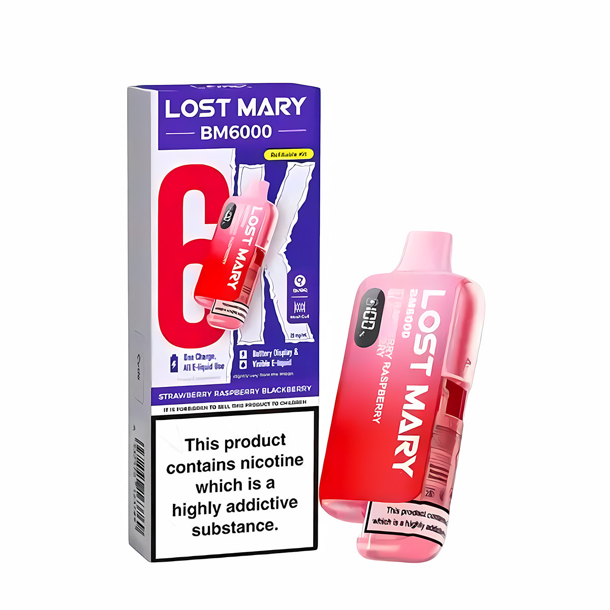 Strawberry Raspberry Blackberry Lost Mary BM6000 Prefilled Pod Kit